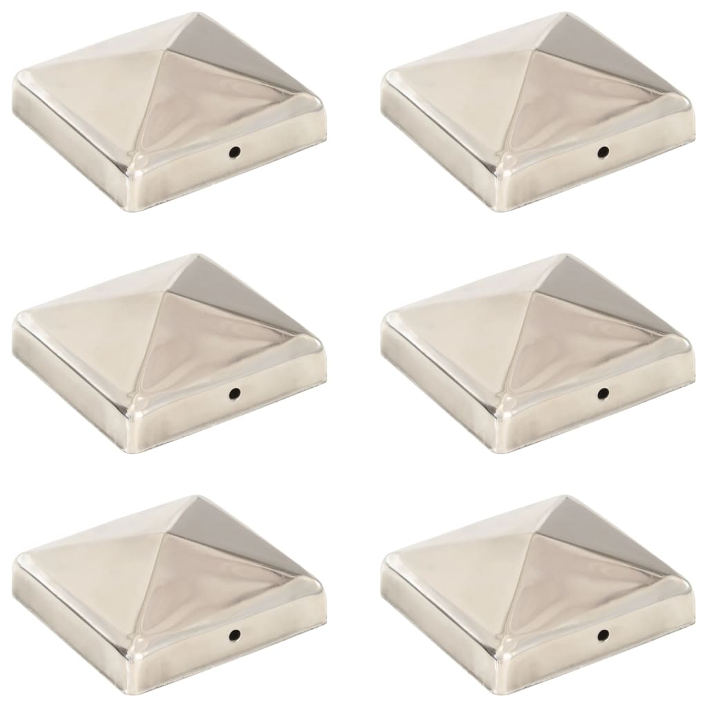 Pfostenkappen 6 Stk. Pyramide Edelstahl 91 x 91 mm