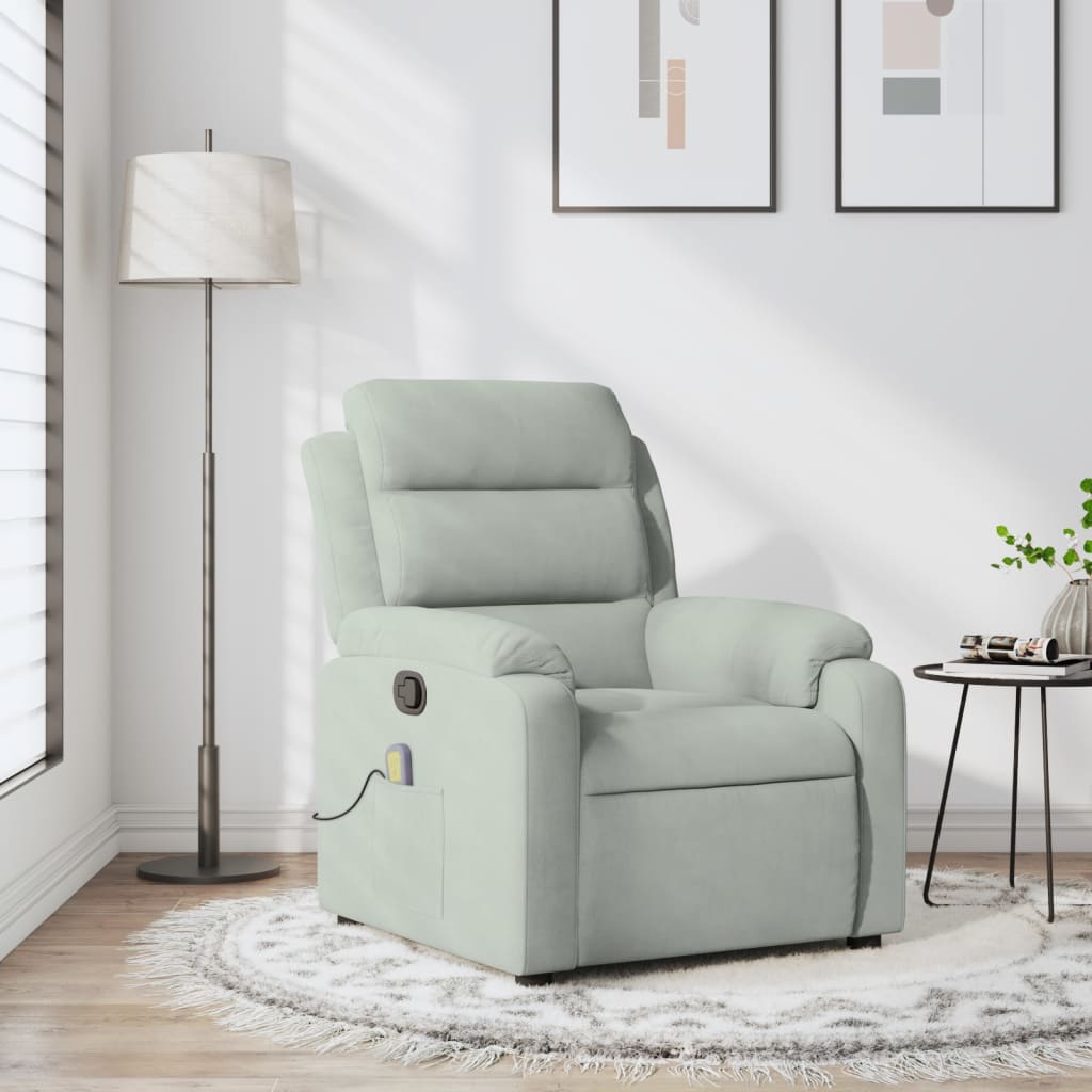Massage-Relaxsessel, hellgrauer Samt