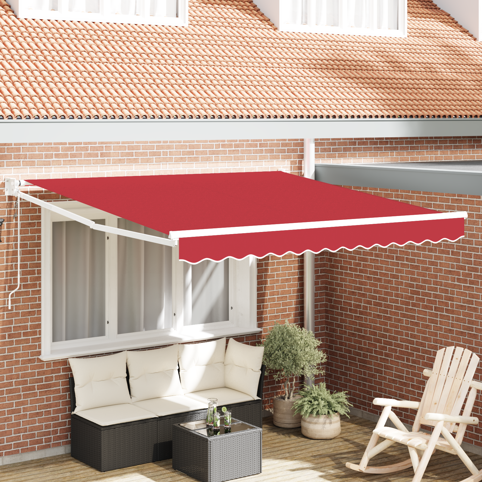 automatische einziehbare Markise Rot 350x250 cm