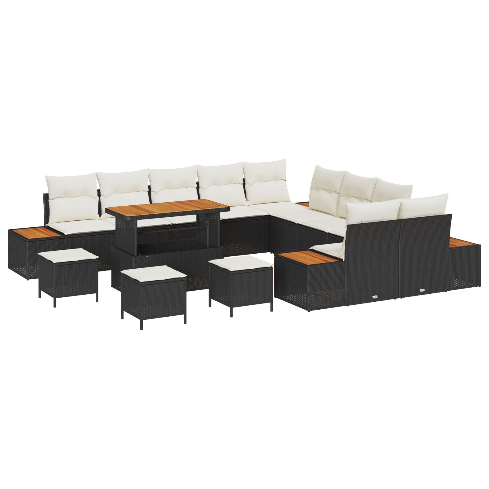 14-teiliges Garten Sofa Set mit Kissen Schwarz Poly Rattan Akazie, 4-teiliges Garten Esszimmer Set mit Kissen Schwarz Poly Rattan Akazie 14-teiliges Garten Sofa Set mit Kissen Schwarz Poly Rattan Akazie, 4-teiliges Garten Esszimmer Set mit Kissen Schwarz Poly Rattan Akazie