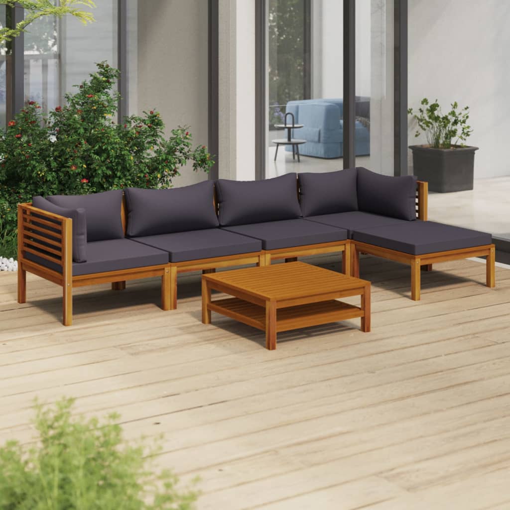 6-tlg. Garten-Lounge-Set mit Auflage Massivholz Akazie 6-tlg. Garten-Lounge-Set mit Auflage Massivholz Akazie