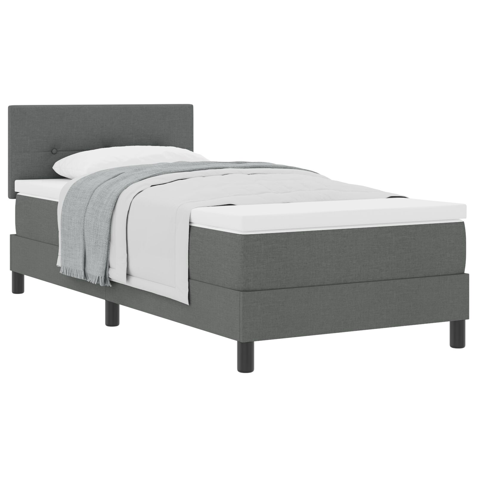 Boxspringbett mit Matratze Dunkelgrau 90x190 cm Stoff