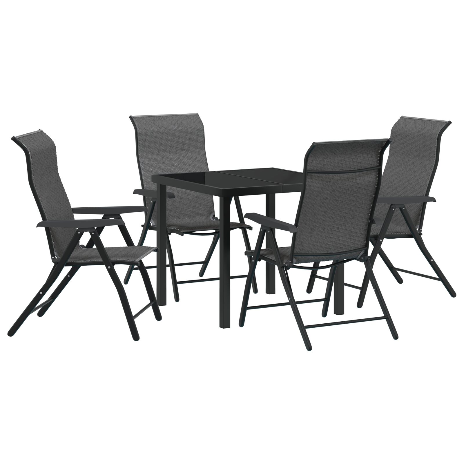 5-teiliges Garten-Dining-Set Grau Poly-Rattan 5-teiliges Garten-Dining-Set Grau Poly-Rattan