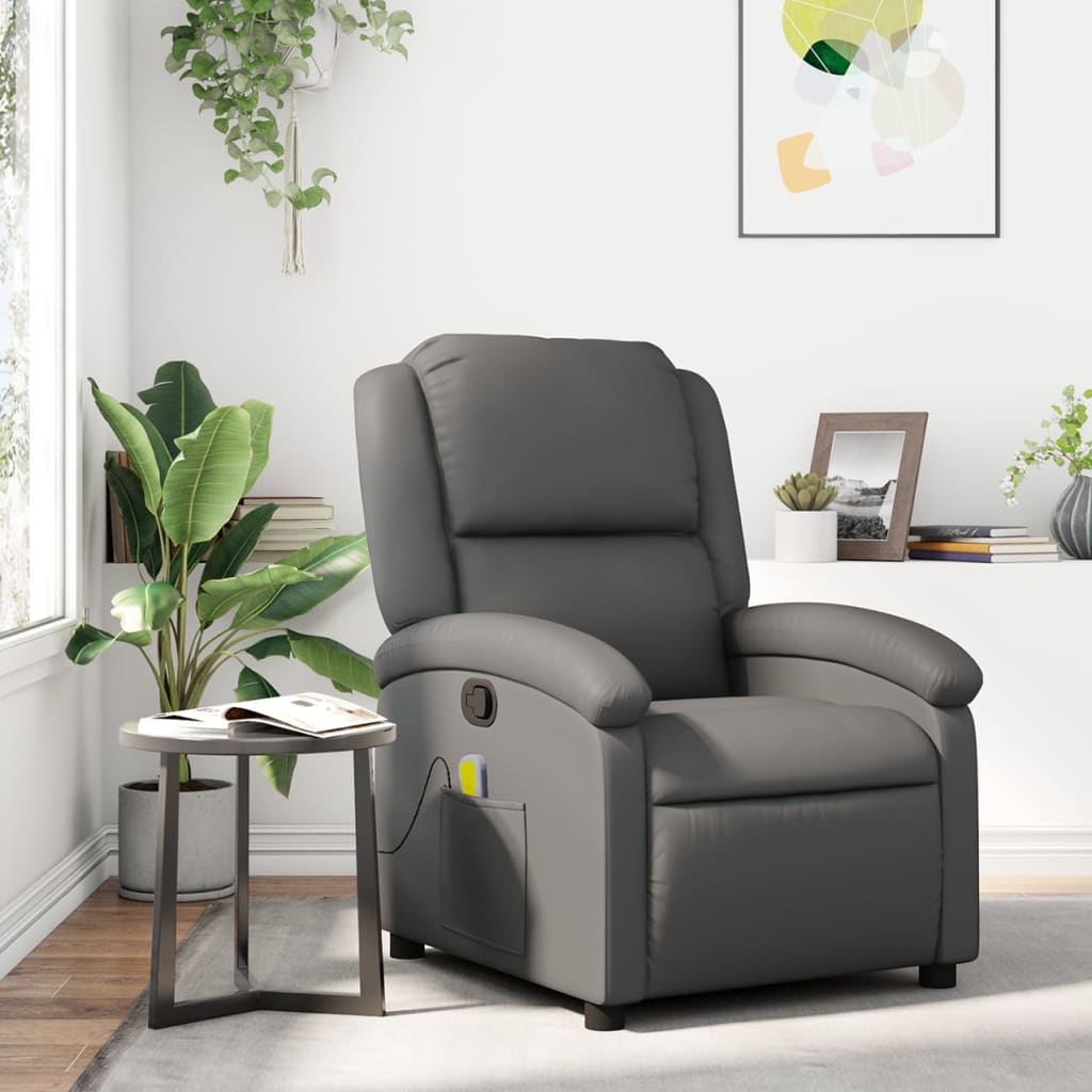 Massagesessel Relaxsessel Grau Kunstleder