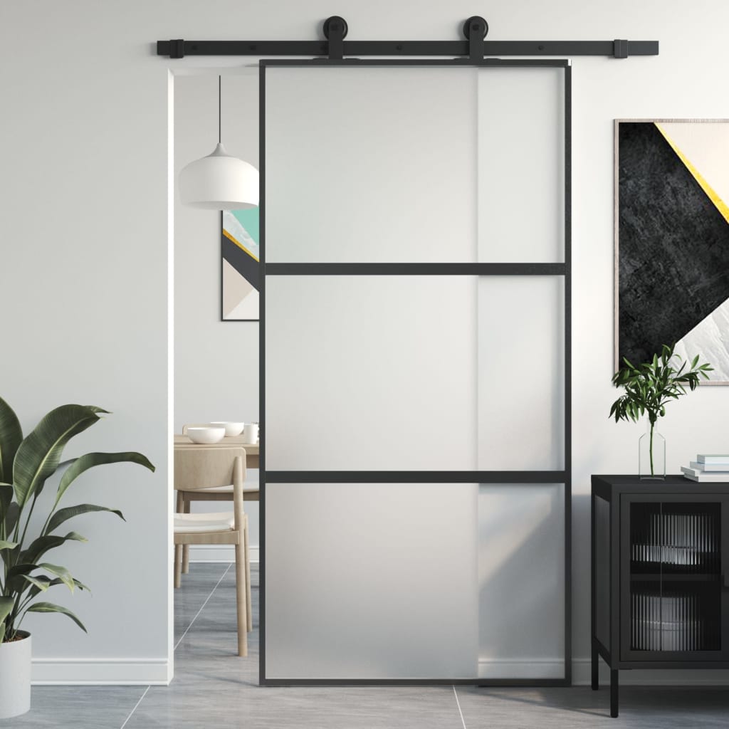 Schiebetür Schwarz 102,5x205 cm Hartglas und Aluminium Schiebetür Schwarz 102,5x205 cm Hartglas und Aluminium