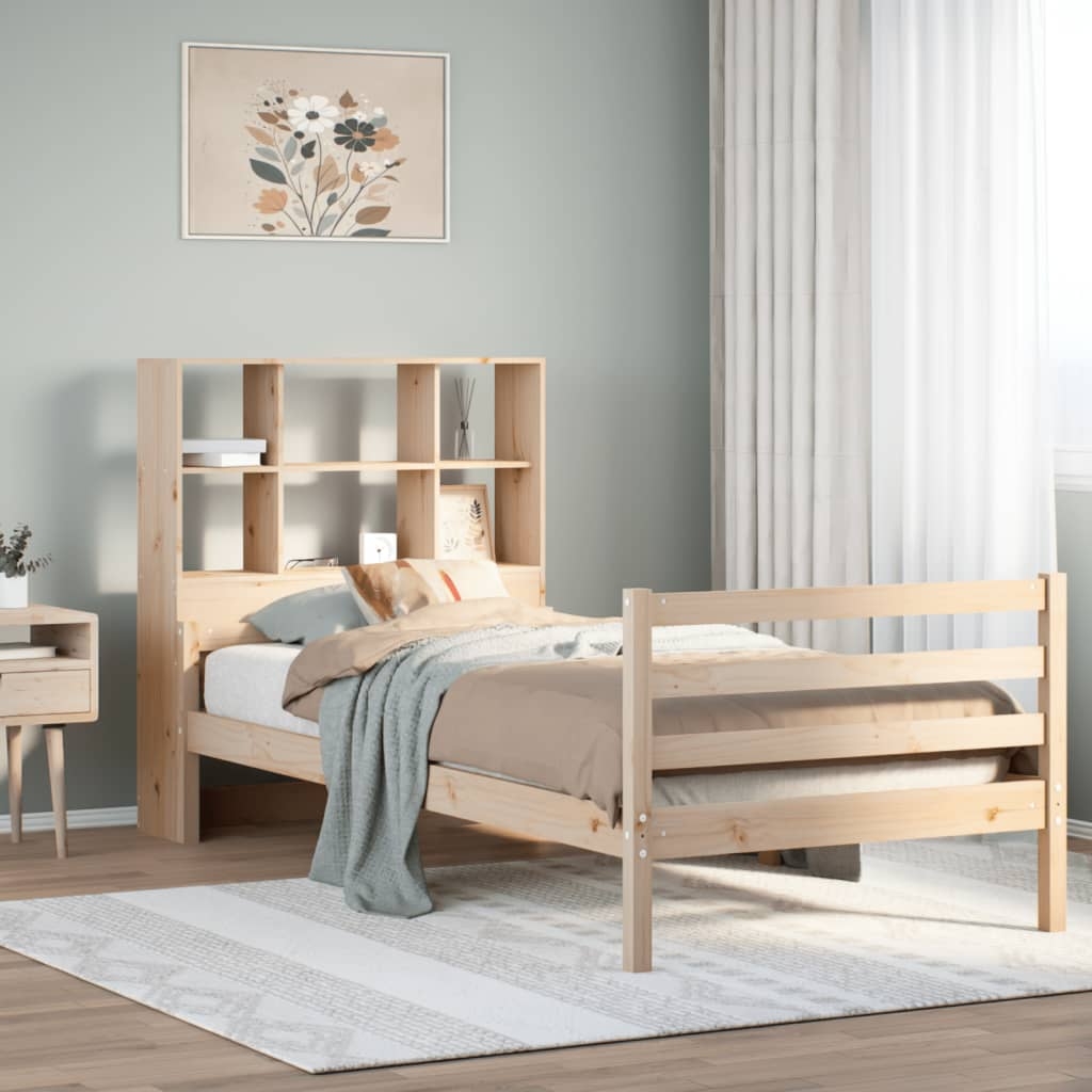 Massivholzbett mit Regal ohne Matratze 90x200 cm Kiefer