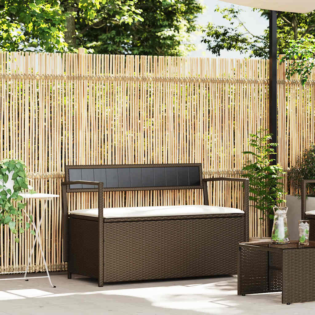 Gartenbank mit Stauraum und Kissen Braun Poly Rattan Gartenbank mit Stauraum und Kissen Braun Poly Rattan