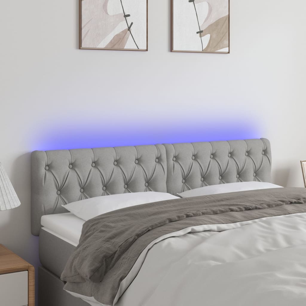 LED Kopfteil Hellgrau 160x7x78/88 cm Stoff
