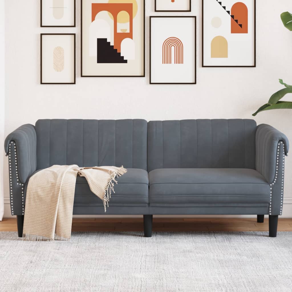 Sofa 2-Sitzer Dunkelgrau Samt Sofa 2-Sitzer Dunkelgrau Samt