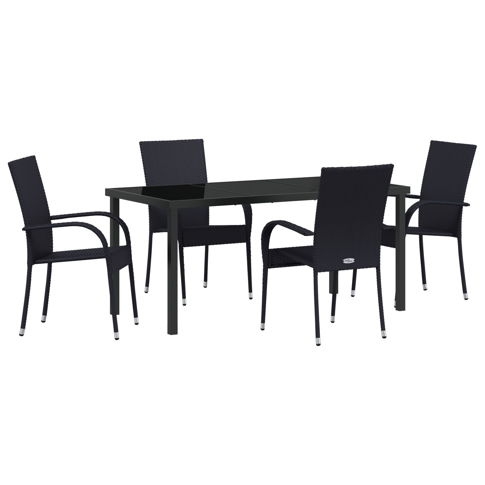 5-teiliges Garten-Essset aus schwarzem Poly-Rattan 5-teiliges Garten-Essset aus schwarzem Poly-Rattan