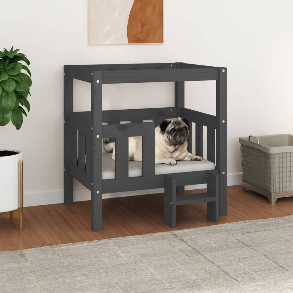 Hundebett Grau 65,5x43x70 cm Massivholz Kiefer Hundebett Grau 65,5x43x70 cm Massivholz Kiefer
