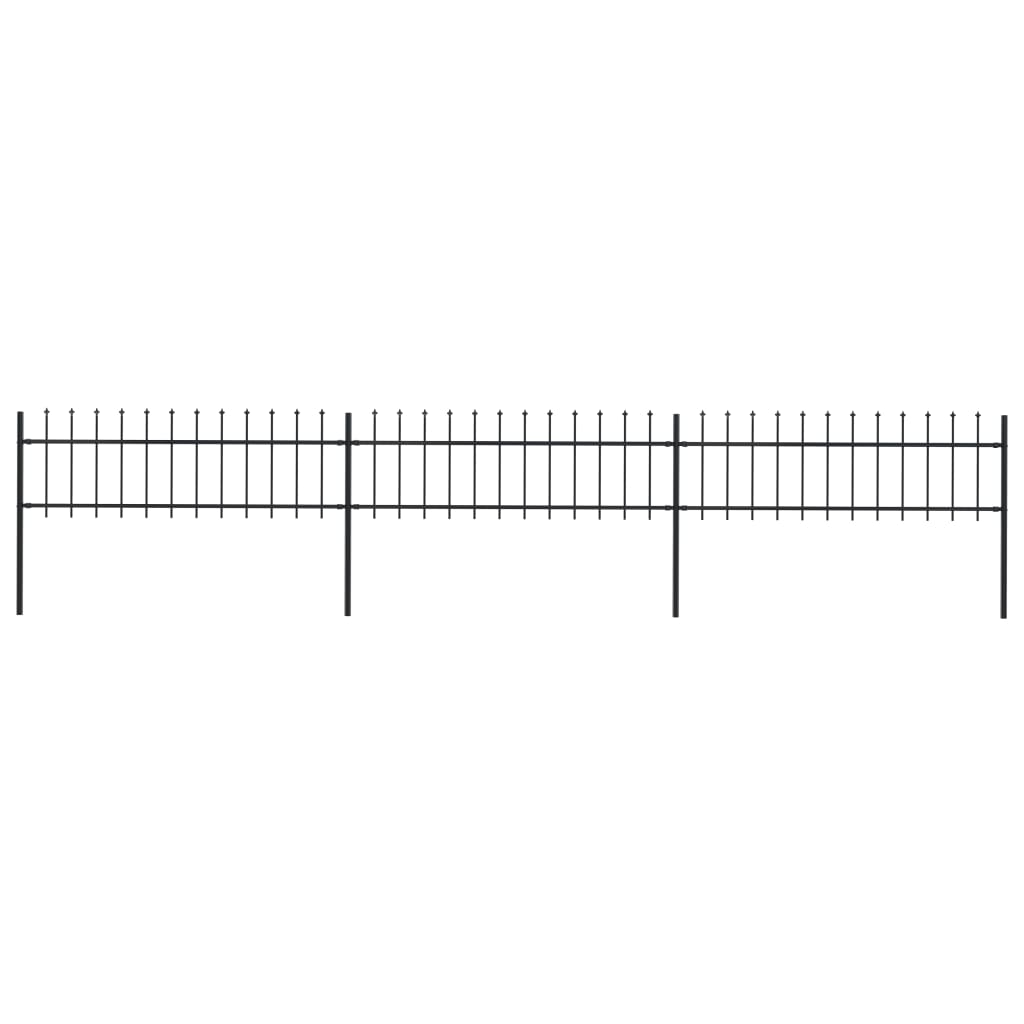 Gartenzaun mit Speerspitzen Stahl 5,1 x 0,6 m Schwarz