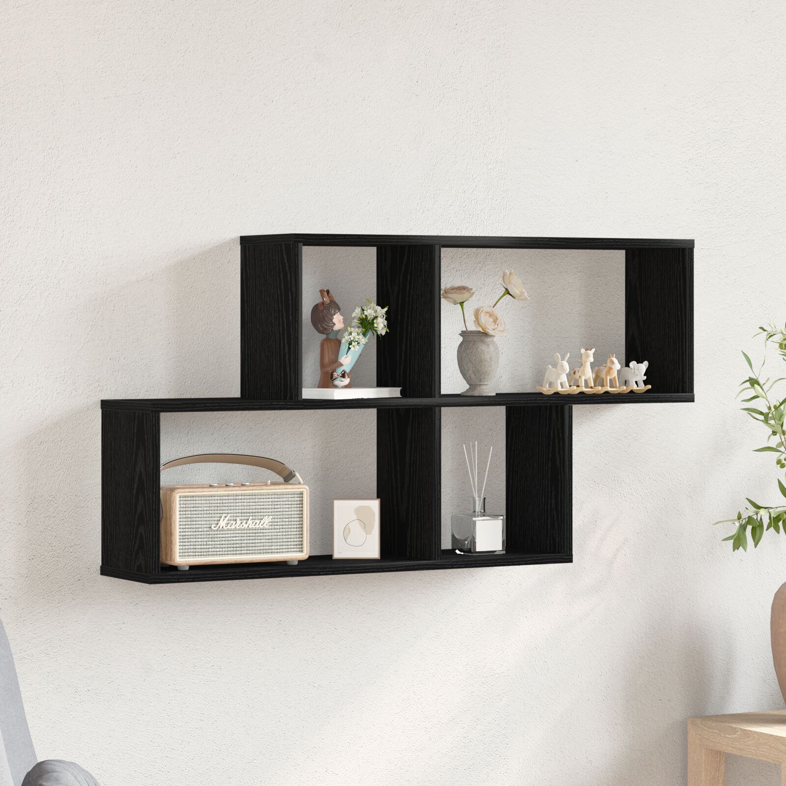 vidaXL Schwarzer Eichenschrank 76x15x53 cm aus Holzwerkstoff