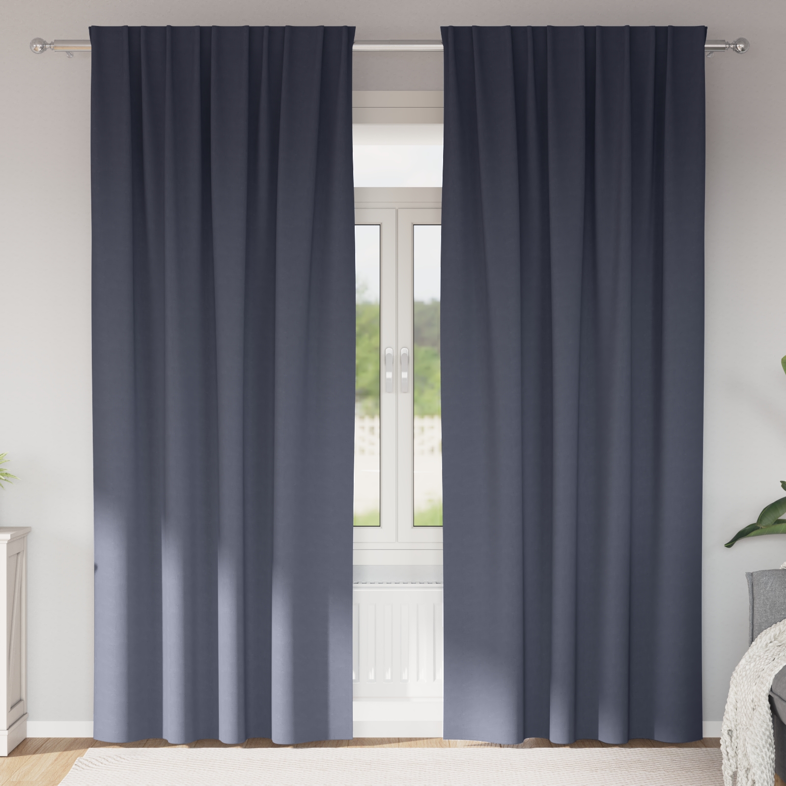 Vorhänge mit Vorhängen 2 pcs Anthrazit 260 x 140 cm Polyester