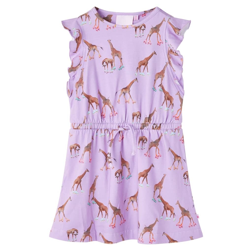 Kinderkleid mit Rüschenärmeln und Taillenband Lila 128 Kinderkleid mit Rüschenärmeln und Taillenband Lila 128