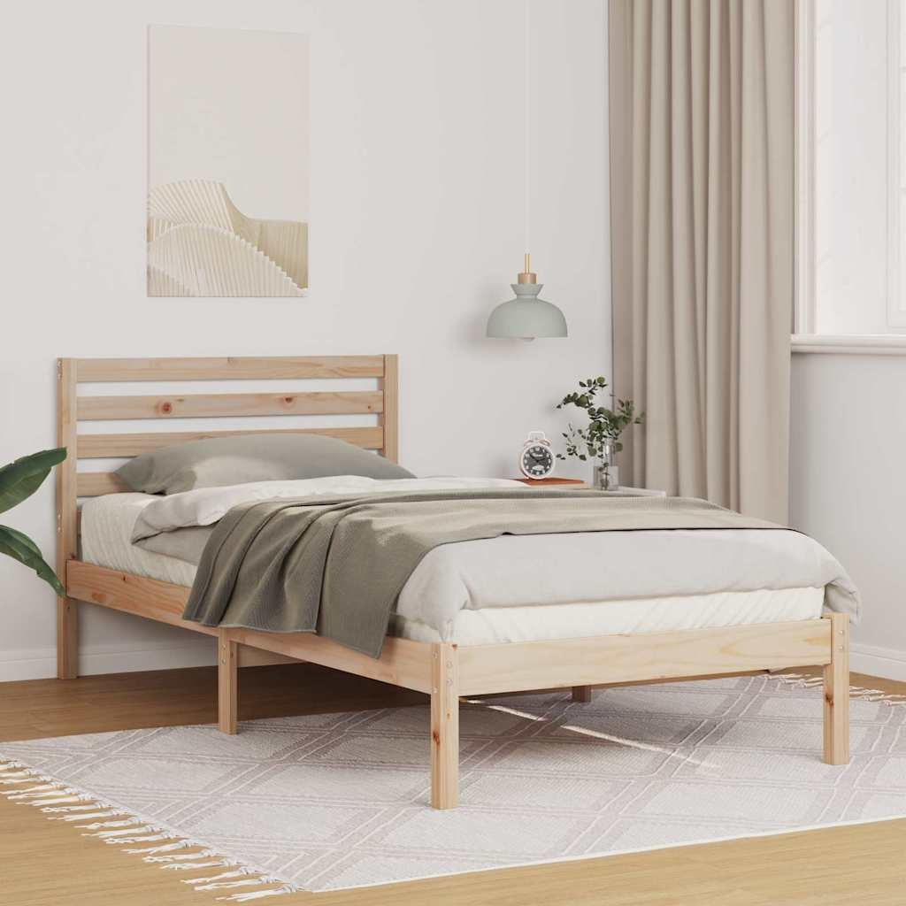 Bettgestell mit Kopfteil Braun 90 x 190 cm Massivkiefer