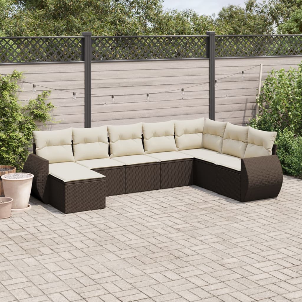 8-tlg. Garten-Sofagarnitur mit Kissen Braun Poly Rattan 8-tlg. Garten-Sofagarnitur mit Kissen Braun Poly Rattan