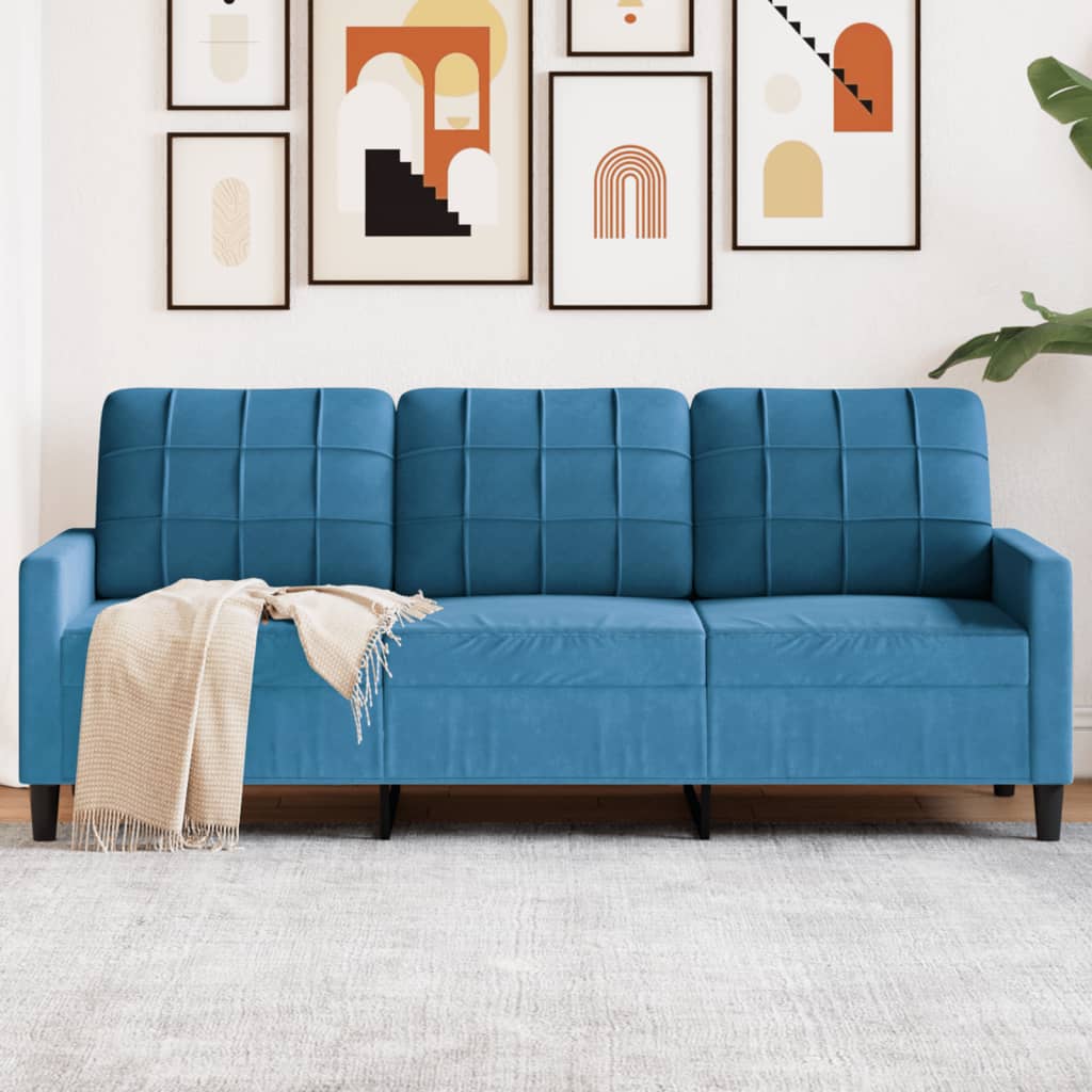 3-Sitzer-Sofa Blau 180 cm Samt 3-Sitzer-Sofa Blau 180 cm Samt