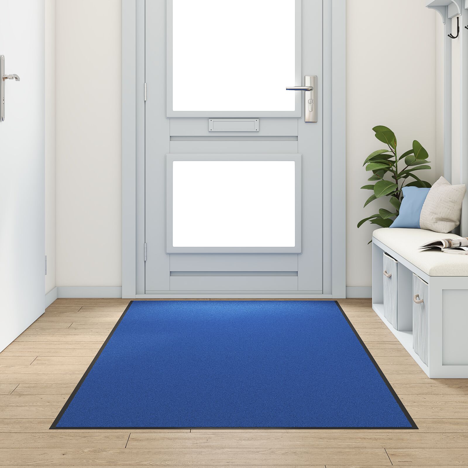 vidaXL Waschbare Fußmatte Blau 120x300 cm