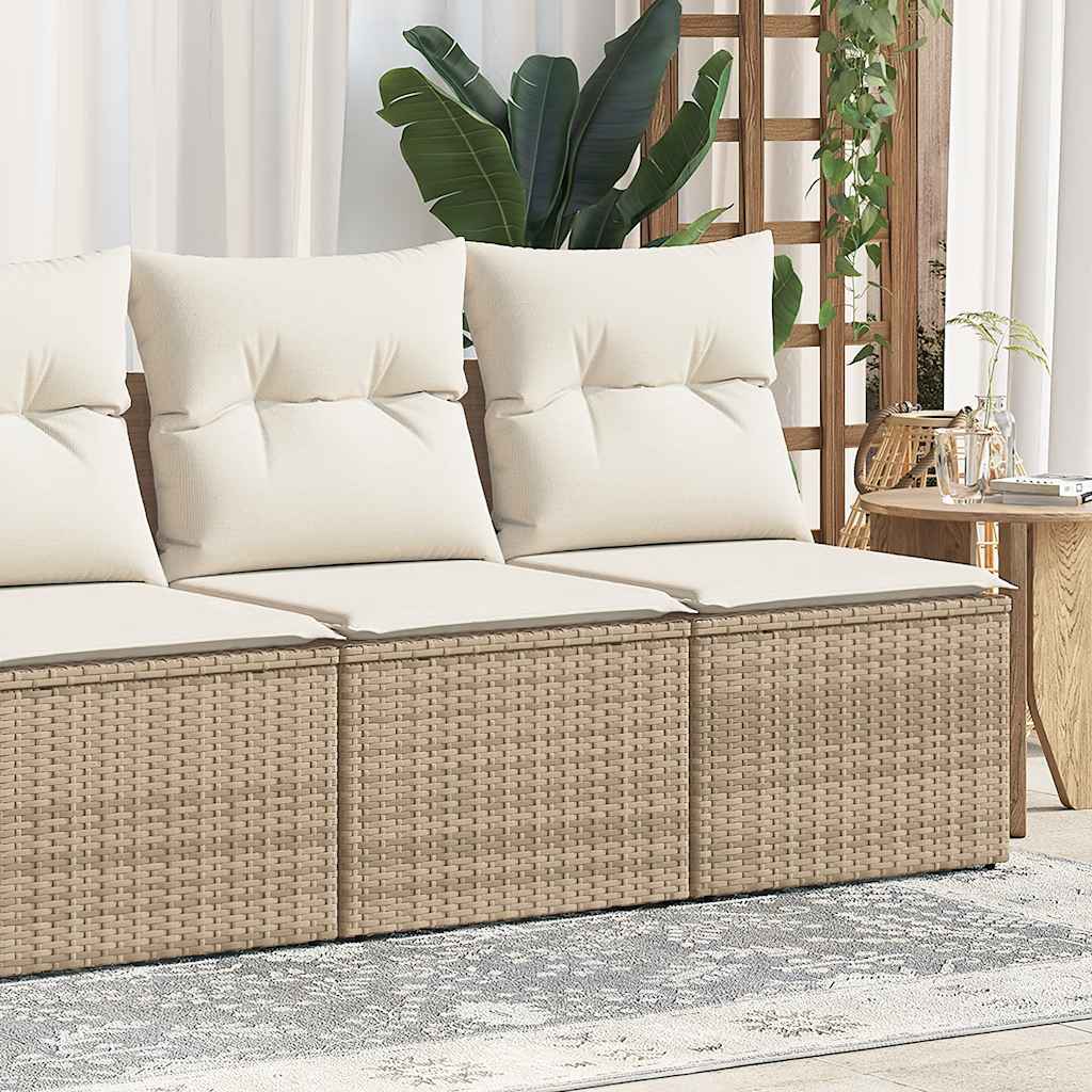 4-tlg. Garten-Sofagarnitur mit Kissen Beige Poly Rattan Akazie