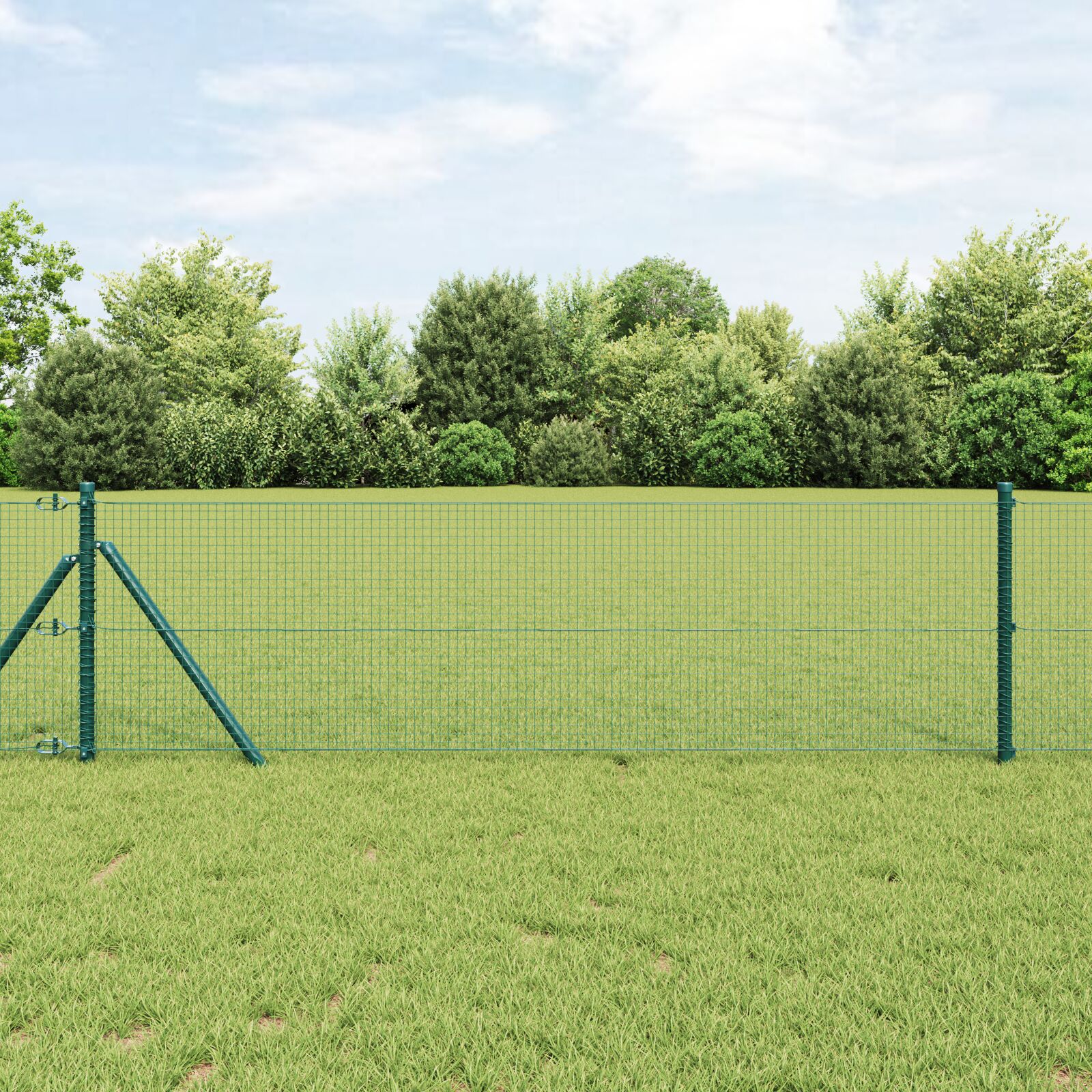 Schweißdrahtzaun mit 13 Pfosten Grün 0.8x25 m Stahl