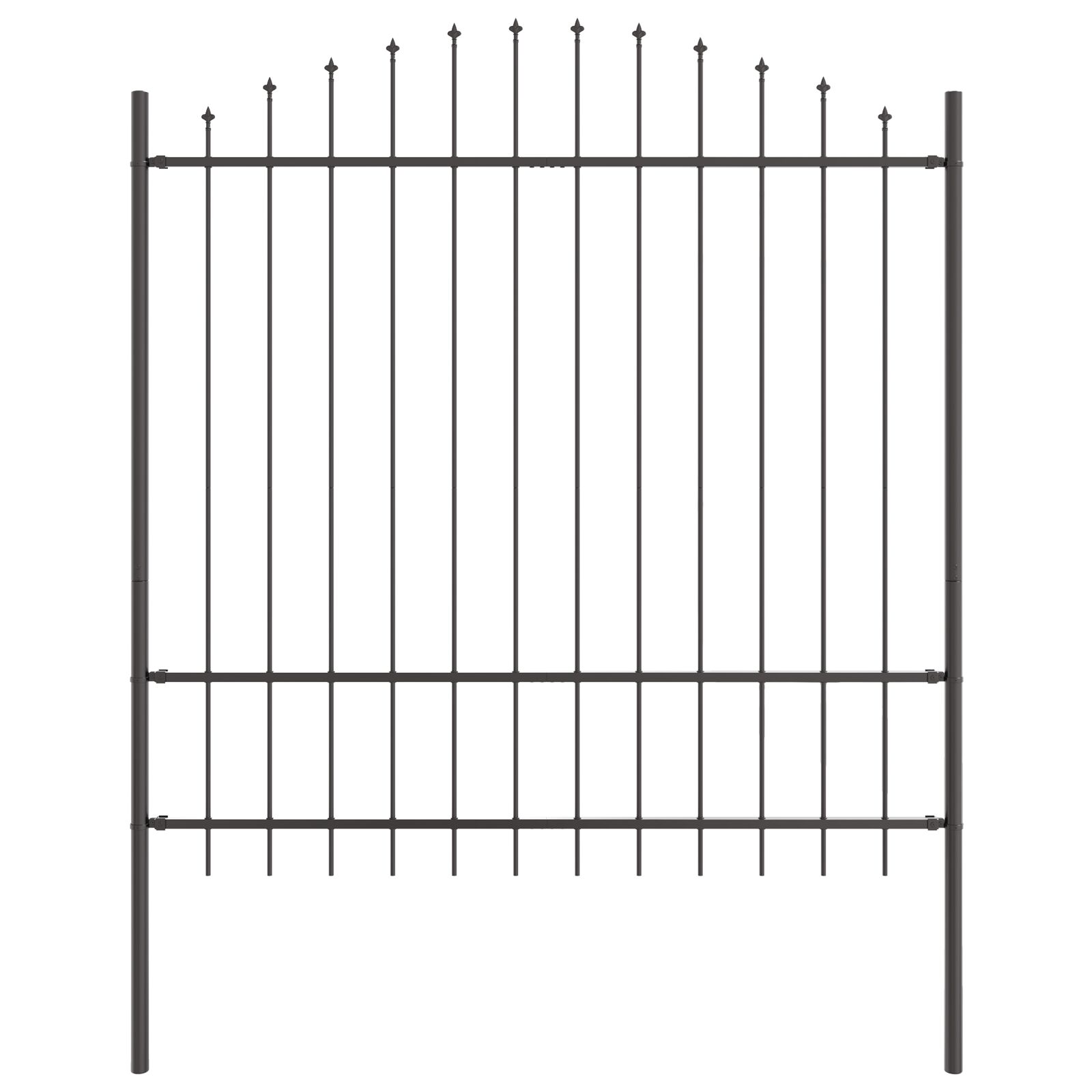 Gartenzaun mit Bogenoberteil grau 1,7x1,75 m aus Stahl