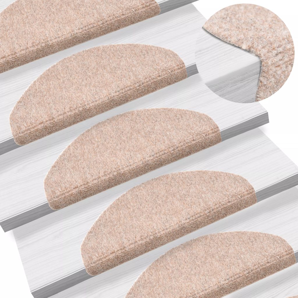 15-tlg Selbstklebende Treppenmatten Nadelvlies 65x21x4cm Braun