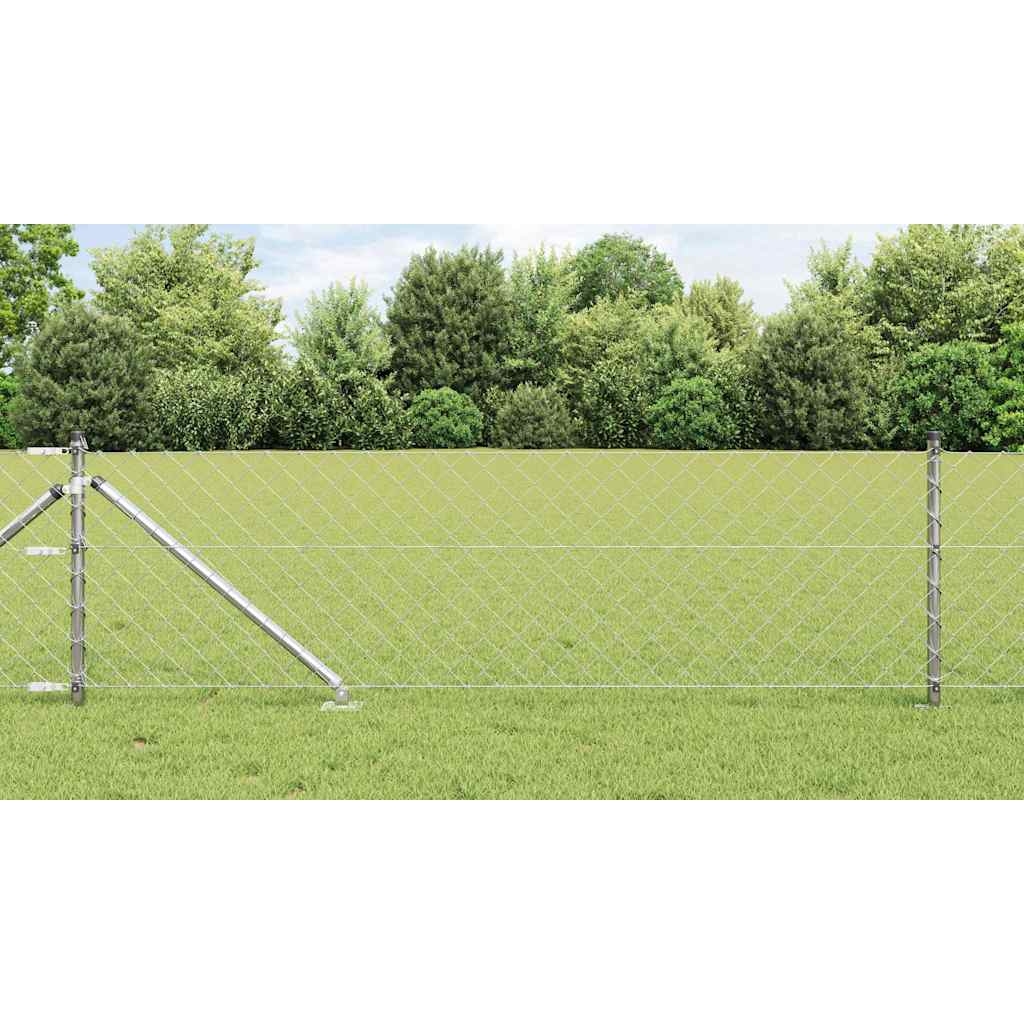 Zaunpfostenset Silber 25 x 0.8 m Verzinkter Stahl