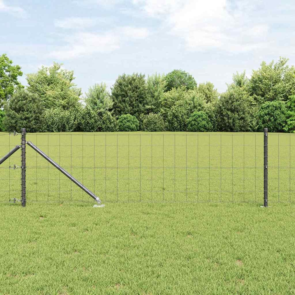 Euro Zaun mit 13 Spike-Posts 0,8x25 m verzinkter Stahl Grau
