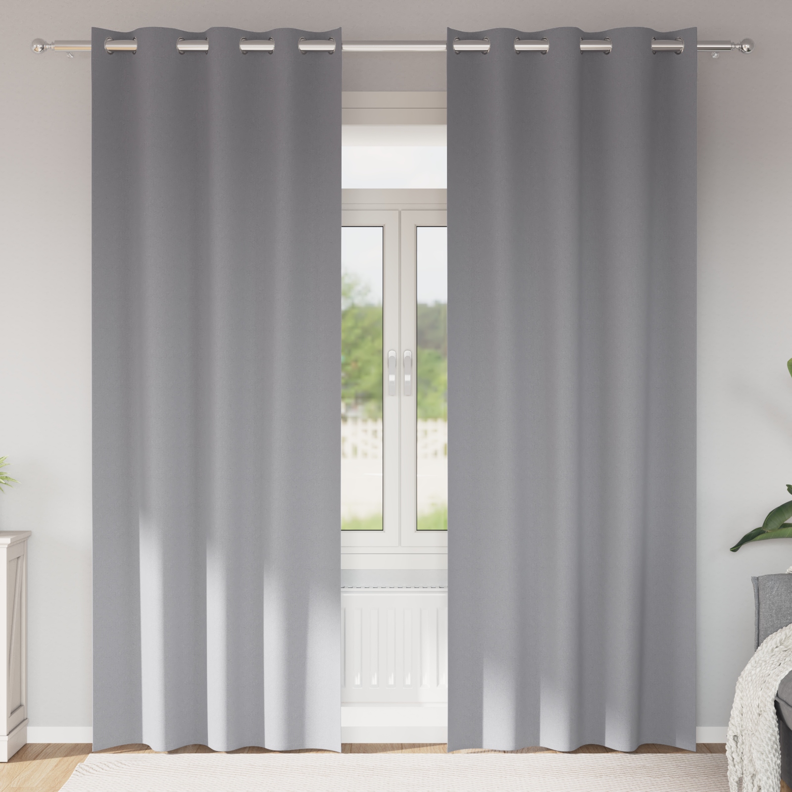 Vorhänge mit Vorhängen 2 pcs Hellgrau 225 x 140 cm Polyester