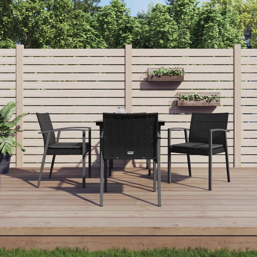 5-tlg. Garten-Essgruppe mit Kissen Poly Rattan und Stahl 5-tlg. Garten-Essgruppe mit Kissen Poly Rattan und Stahl