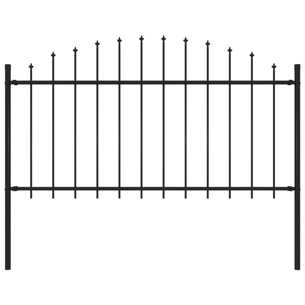 Gartenzaun mit Speerspitzen Stahl (1,25 - 1,5) x 1,7 m Schwarz