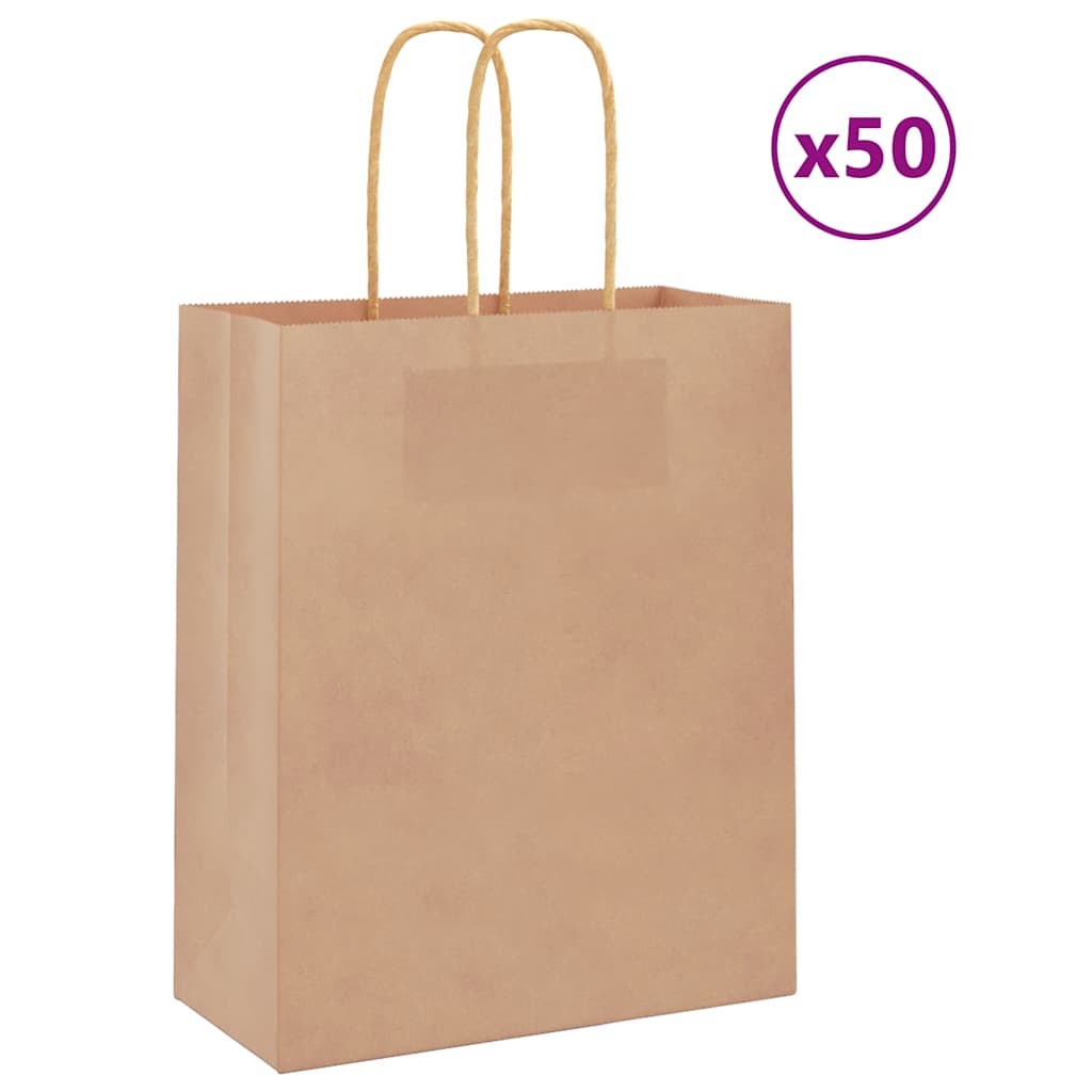 Papiertragetaschen 50 Stk. mit Henkeln Braun 18x8x22 cm Papiertragetaschen 50 Stk. mit Henkeln Braun 18x8x22 cm