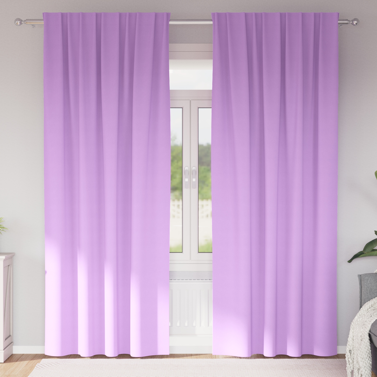Vorhänge mit Vorhängen 2 pcs Lila 245 x 140 cm Polyester