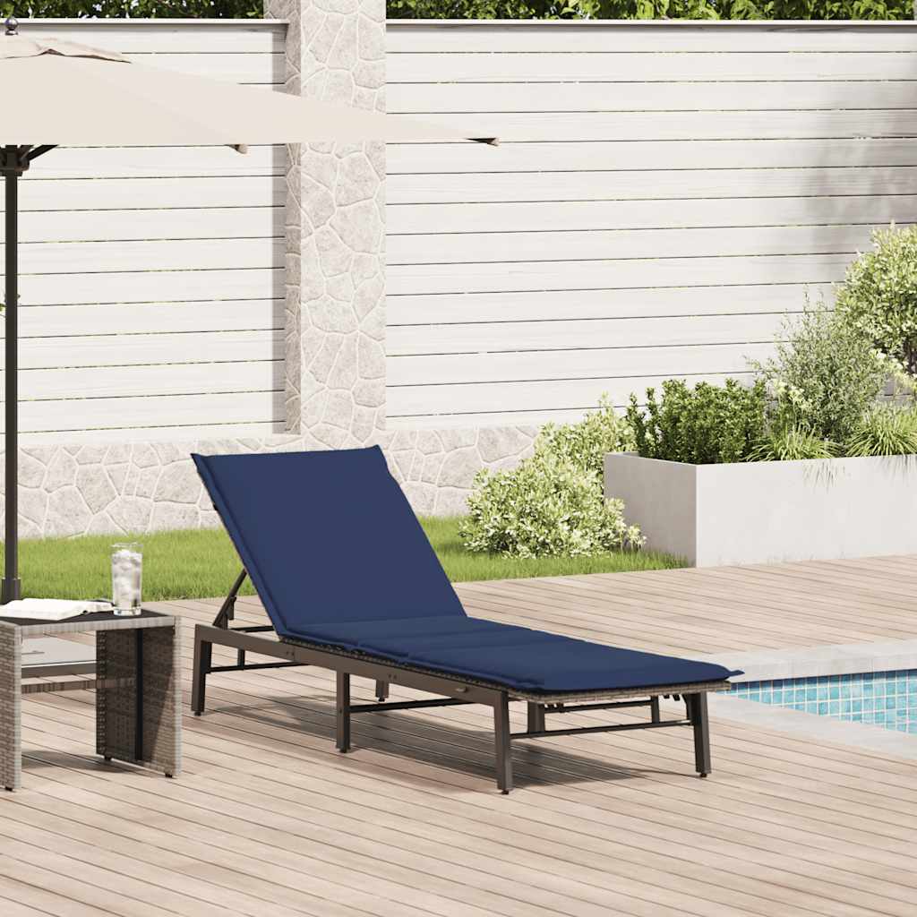 Sonnenliege mit Auflage Grau Poly Rattan Sonnenliege mit Auflage Grau Poly Rattan