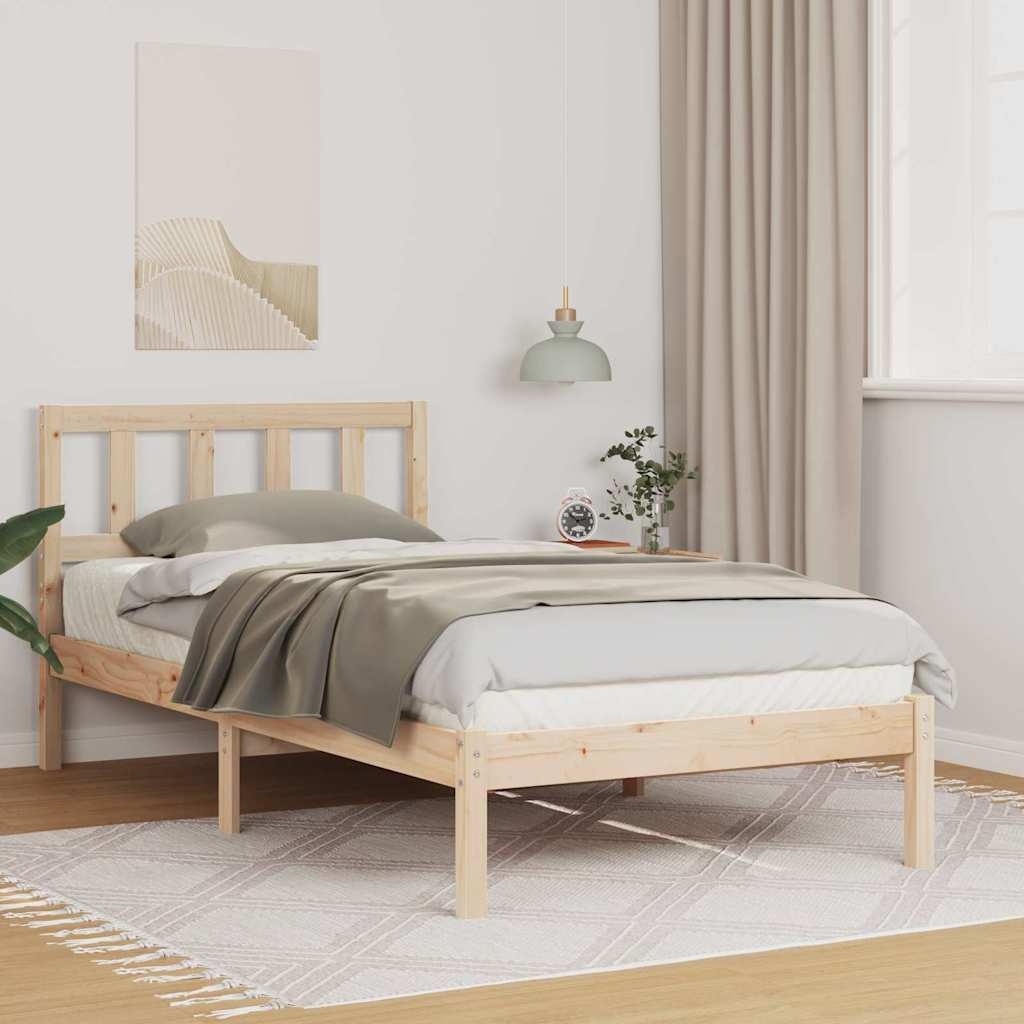 Bettgestell mit Kopfteil Braun 90 x 190 cm Massivkiefer