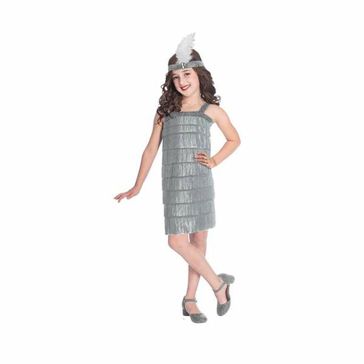 Verkleidung für Kinder Silver Flapper 10-12 Jahre Silberfarben (2 Stücke)