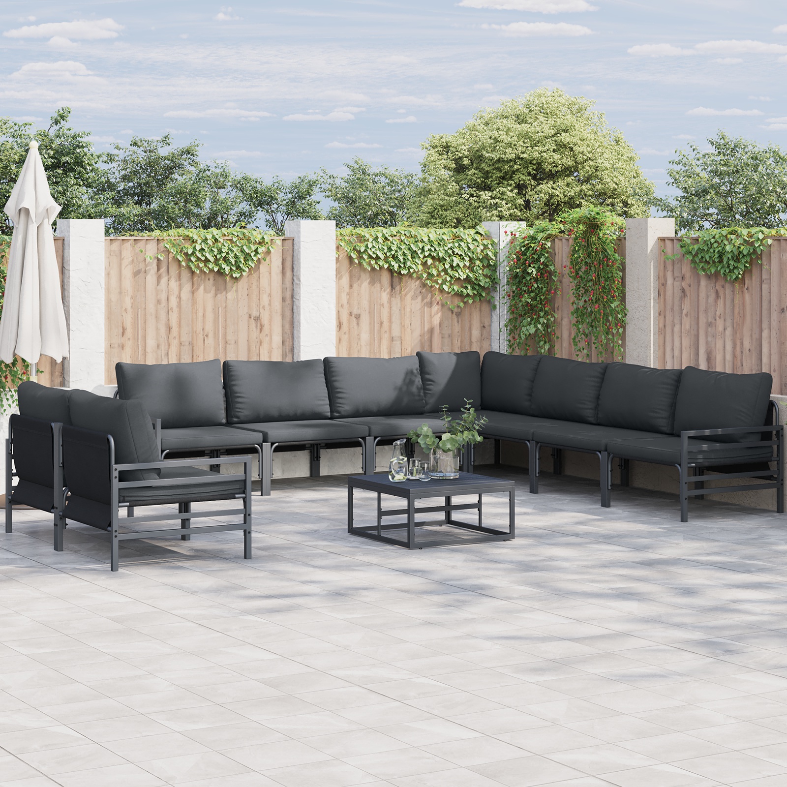 Garten-Sofa-Set 9 pcs Anthrazit Stahl Garten-Sofa-Set 9 pcs Anthrazit Stahl