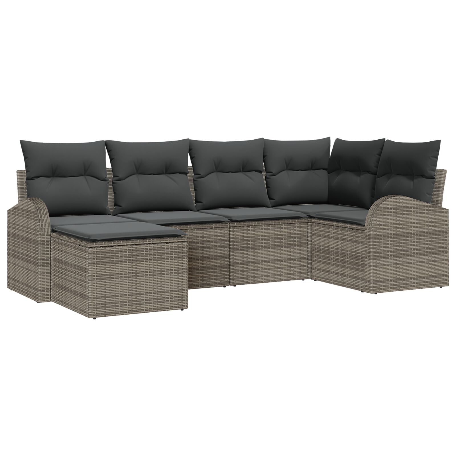 6-teiliges Garten-Sofa-Set mit Kissen graues Poly-Rattan, 2-Sitzer Garten-Sofa mit Stauraum & Kissen graues Poly-Rattan 6-teiliges Garten-Sofa-Set mit Kissen graues Poly-Rattan, 2-Sitzer Garten-Sofa mit Stauraum & Kissen graues Poly-Rattan