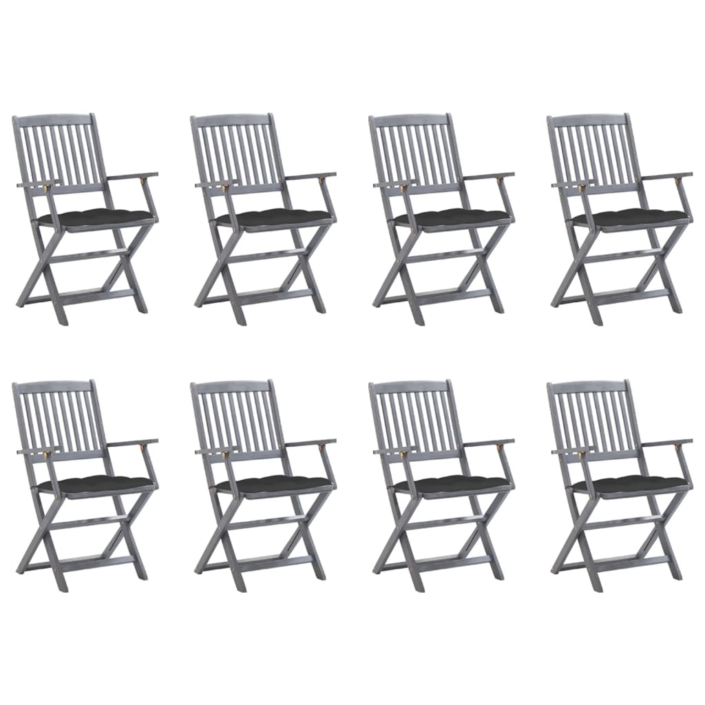 Klappbare Gartenstühle 8 Stk. mit Kissen Massivholz Akazie Klappbare Gartenstühle 8 Stk. mit Kissen Massivholz Akazie