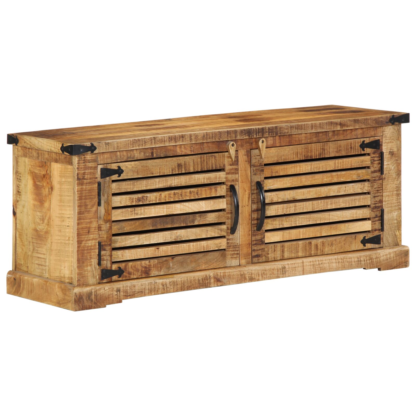 Schuhbank 110x38x45 cm Massivholz Raues Mango