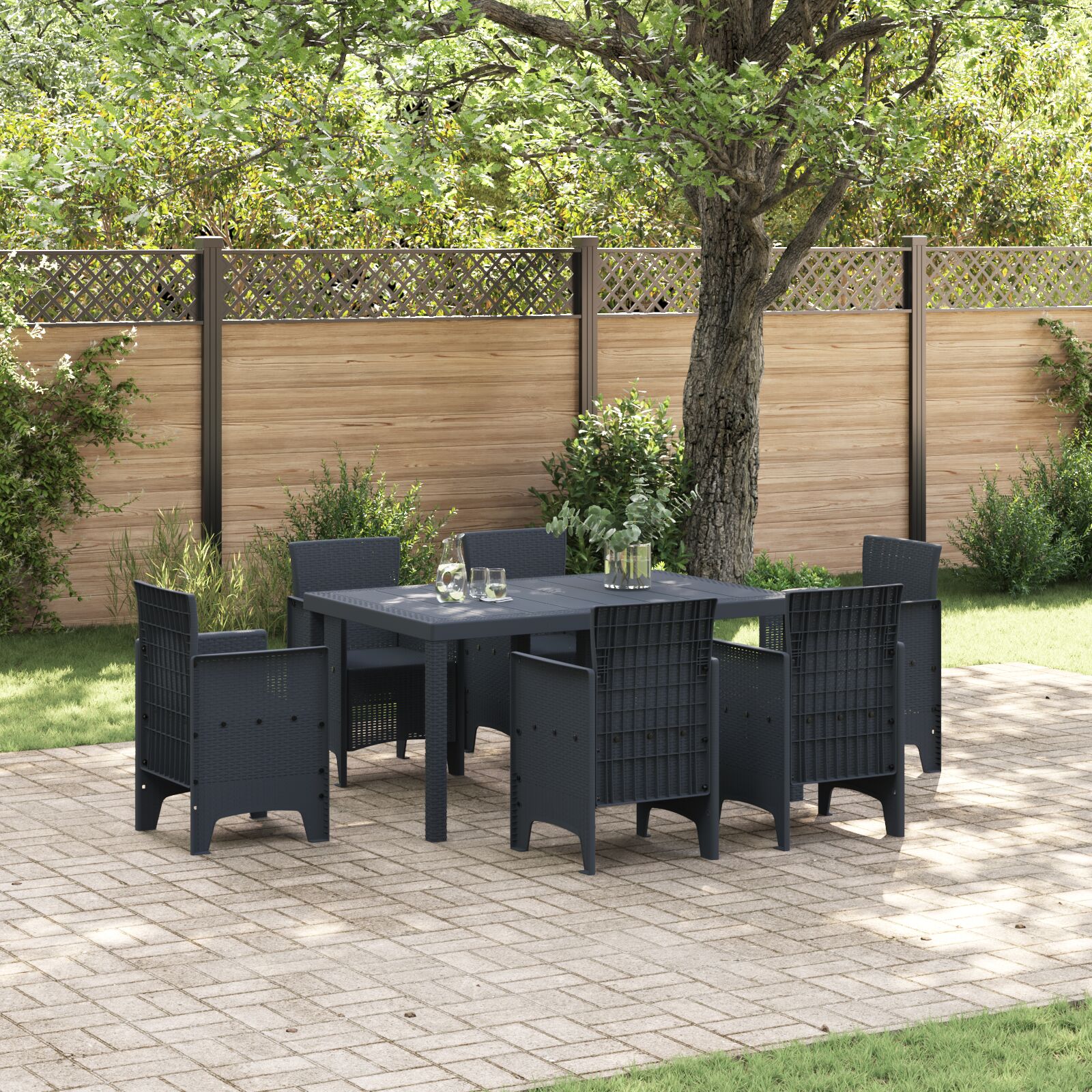 vidaXL Outdoor Tisch Anthrazit Kunststoff Medium Langlebig