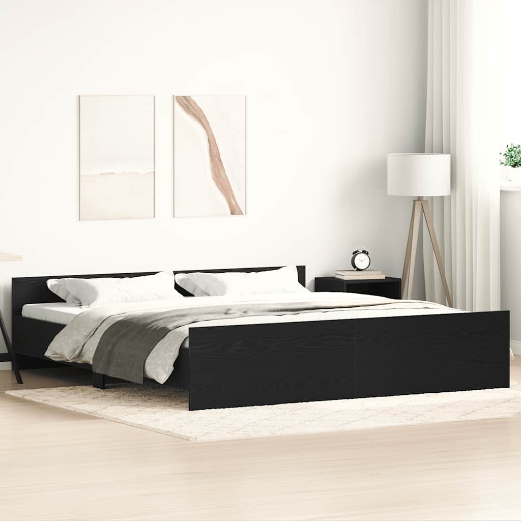 Bettgestell ohne Matratze Schwarze Eiche 180x200 cm Holzwerkstoff
