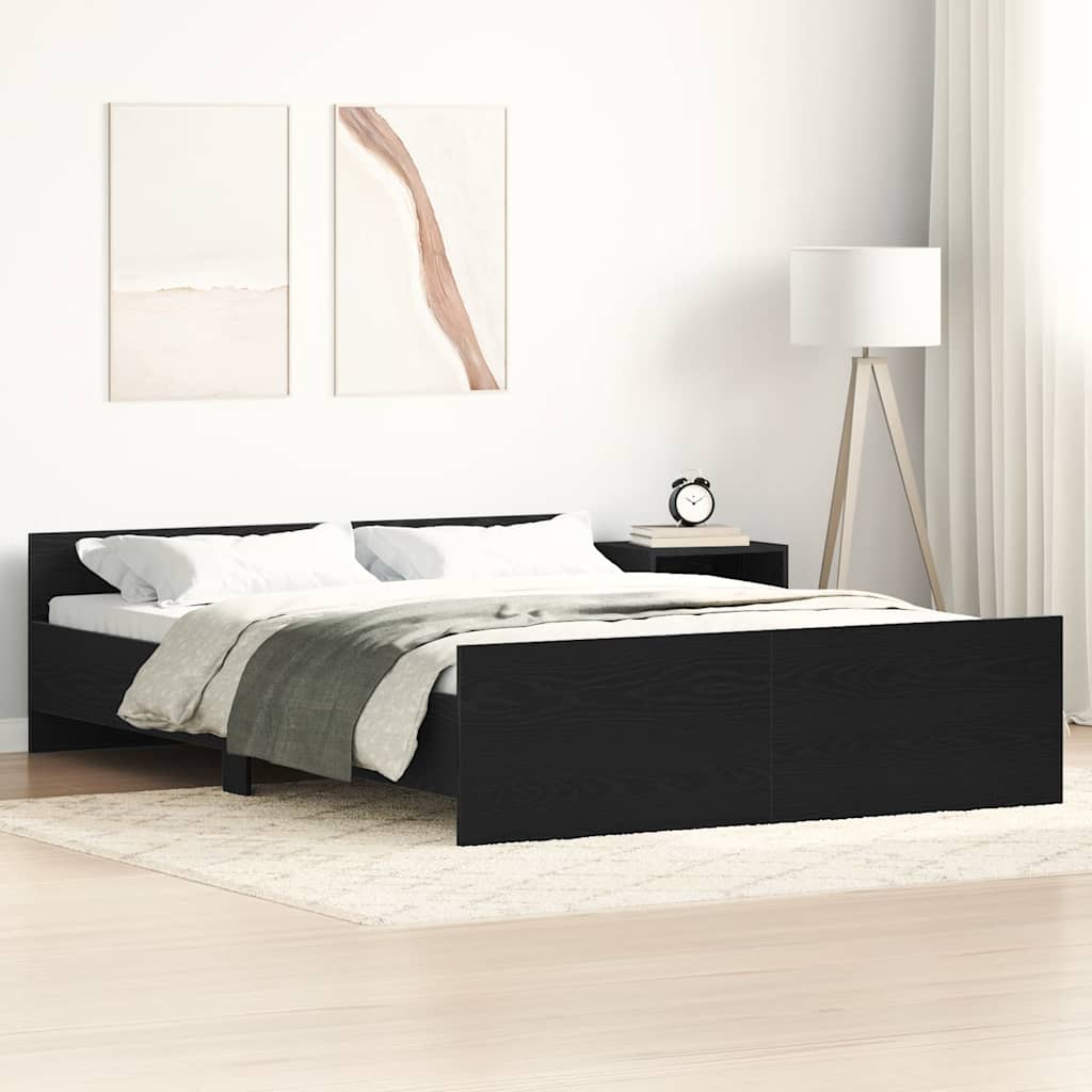 Bettgestell ohne Matratze Schwarz Eichen-Optik 120x190 cm
