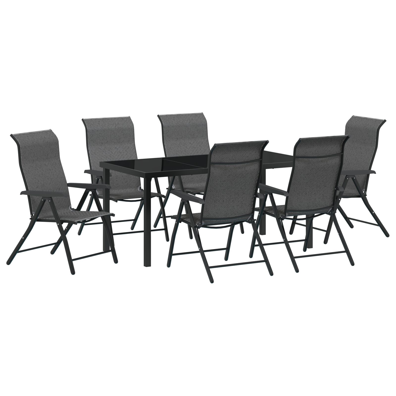 7-teiliges Garten-Esszimmer-Set Grau Poly-Rattan 7-teiliges Garten-Esszimmer-Set Grau Poly-Rattan