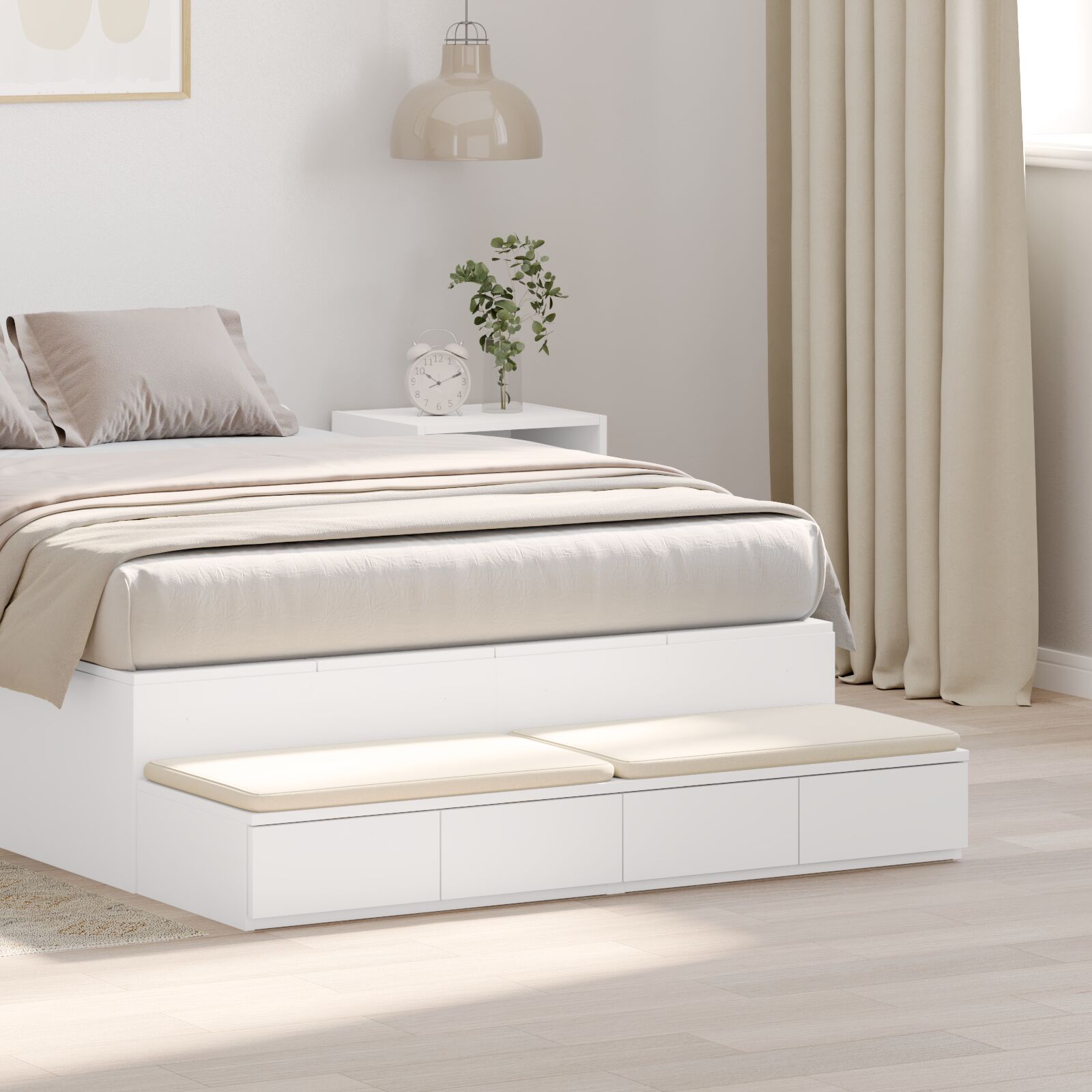vidaXL Bett-Schubladen Weiß 120x36,5x16,5 cm Spanplatte