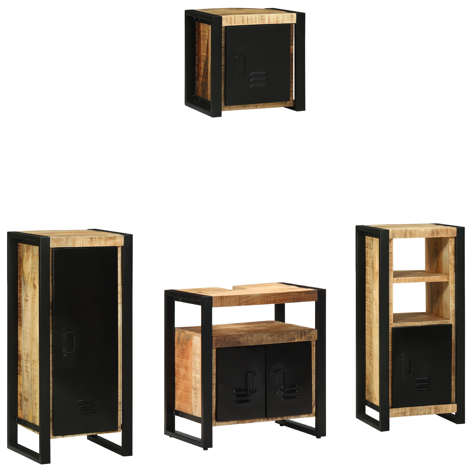 Badezimmermöbel Set mit Regal 4 pcs Braun Massives Mango-Holz