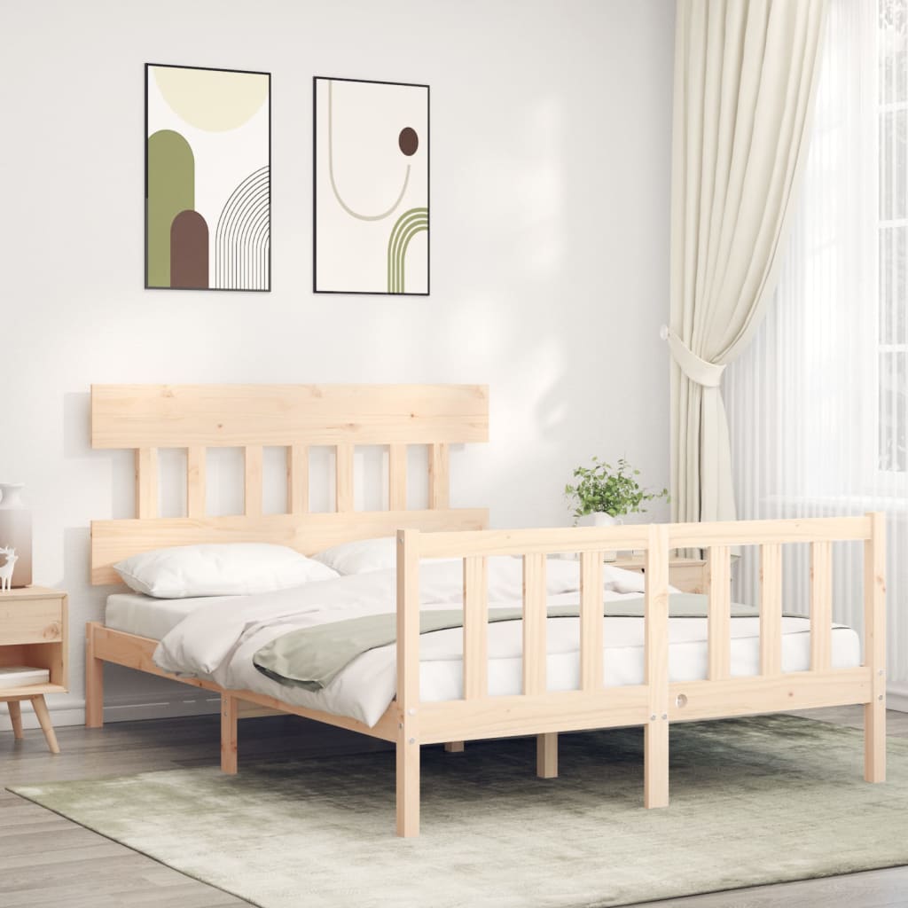Massivholzbett mit Kopfteil 140x190 cm