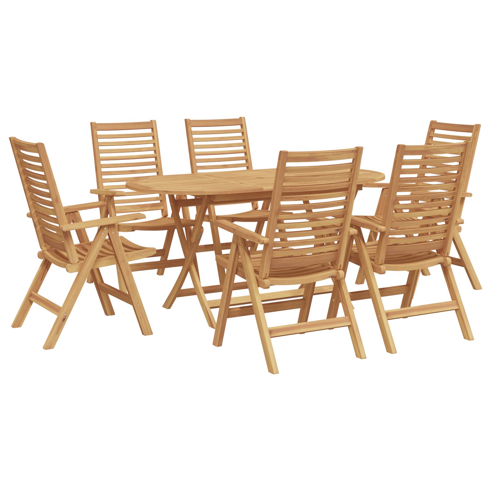 7-teiliges Garten Essbereich Klappbar Massivholz Teak, Gartenstühle 2 Stück Massivholz Teak