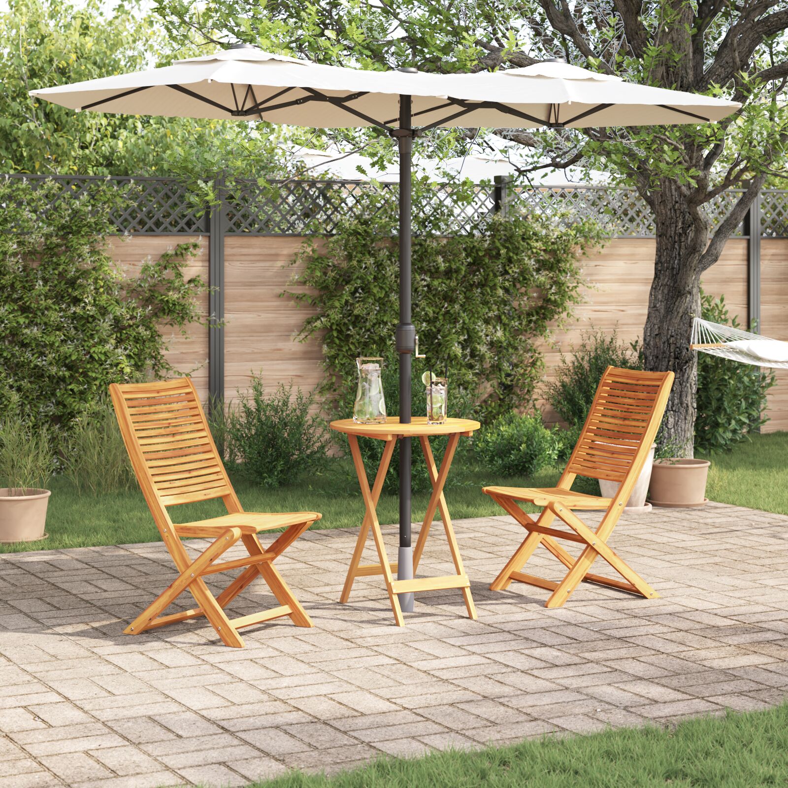 vidaXL 3-teiliges klappbares Bistro-Set aus massivem Akazienholz